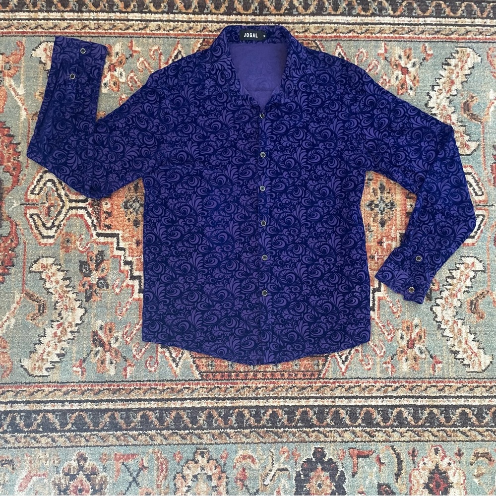 Men's Purple Flocked Shirt